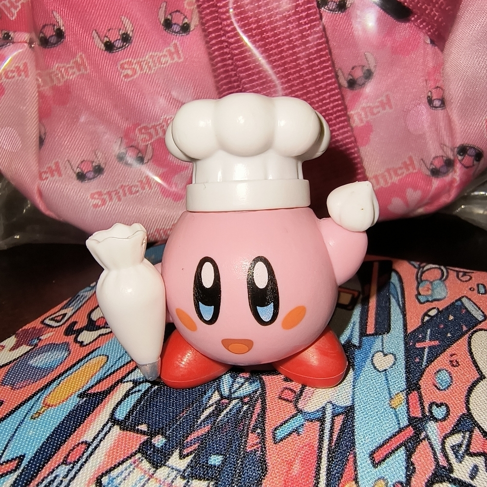 Pink Chef Figurine Small Accessory Decor Kirby Nintendo Switch Hat Fun Video Gam
